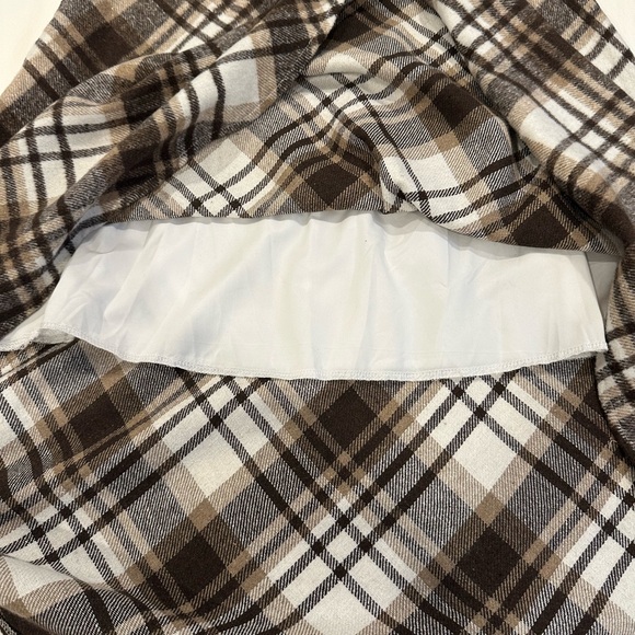 Plaid A-Line Skirt - Brown and Cream - Picture 5 of 8